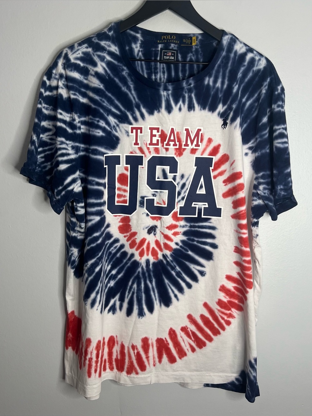 Polo Ralph Lauren Team USA Tie-Dye T Shirt Mens XXL Blue Red